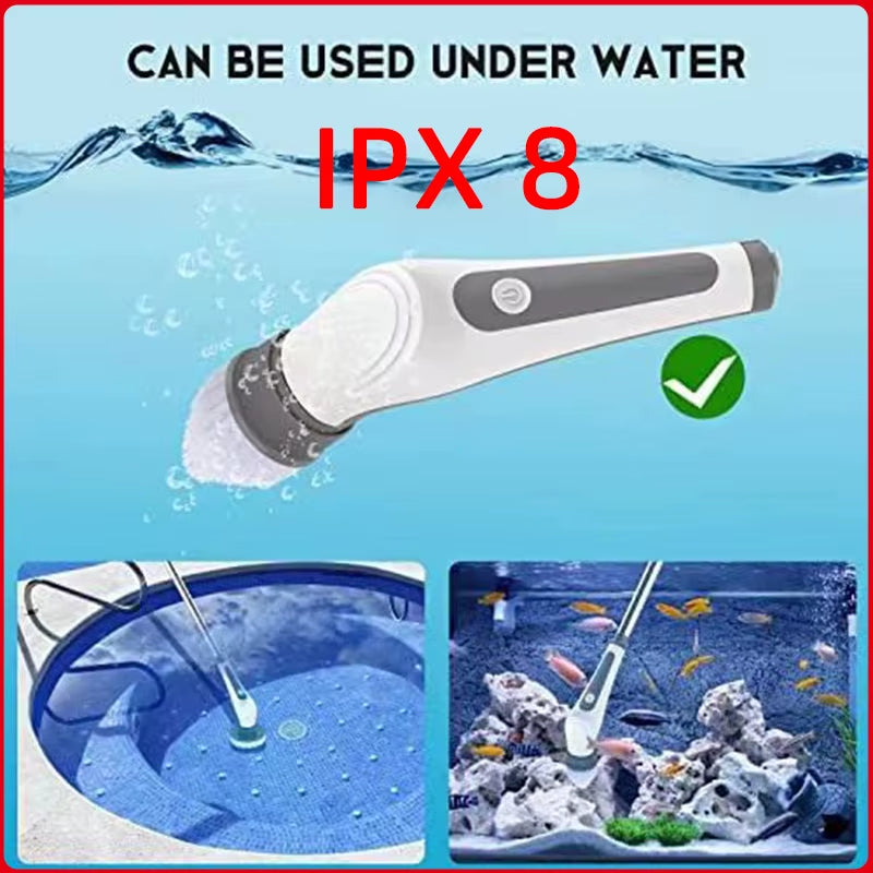 6 in 1 Wireless Electric Cleaning Tool Scrub Brush Window Wall Cleaner Adjustable Cleaning Brush Bathroom Kitchen Cleaning Brush
