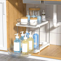 New 2 Tier/3 Tier Bathroom Storage Rack Pull Out Movable Counter Organizer Rack Acrylic Multifunctional Clear under Sink Basket