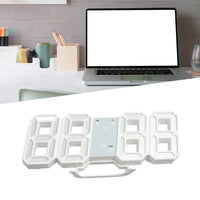 LED Wall Clock 23.5*9.3*1.8Cm Oversize 3D Modern Digital 24/12 Hour Display Timer Alarm Home USB Brightness Adjustable