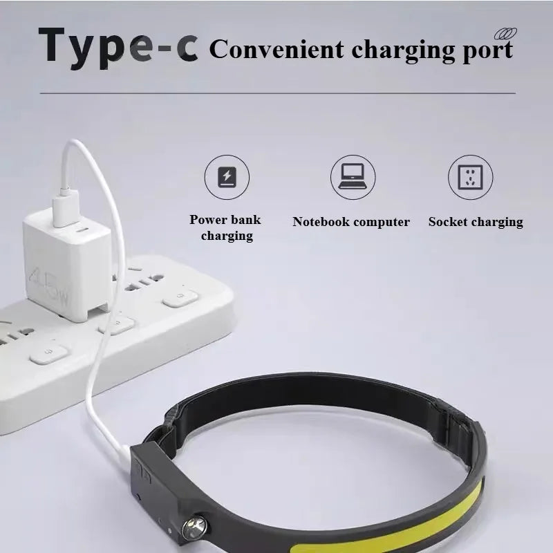 Strong Bald Head Light, Long Endurance Sensing LED, Outdoor Fishing Specific Charging, Super Bright Head Mounted Waterproof Head