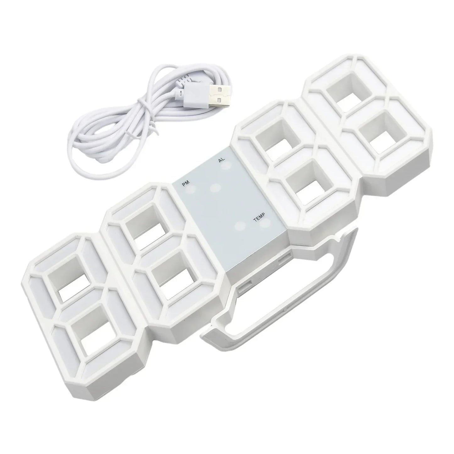 LED Wall Clock 23.5*9.3*1.8Cm Oversize 3D Modern Digital 24/12 Hour Display Timer Alarm Home USB Brightness Adjustable
