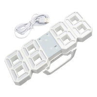 LED Wall Clock 23.5*9.3*1.8Cm Oversize 3D Modern Digital 24/12 Hour Display Timer Alarm Home USB Brightness Adjustable