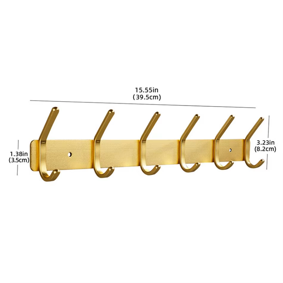 Rose Gold Bathroon Hook 3 4 5 6 Adhesive Aluminum Lavatory Kitchen Key Coat Robe Towel Holder Door Wall Hooks Black Storage Hang