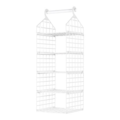 Foldable Hanging Closet Organisers Pajamas Coats Sweaters Sturdy Durable Towels Layered Storage Basket , 2/3/4/5 Tier