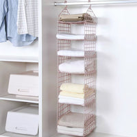 Foldable Hanging Closet Organisers Pajamas Coats Sweaters Sturdy Durable Towels Layered Storage Basket , 2/3/4/5 Tier