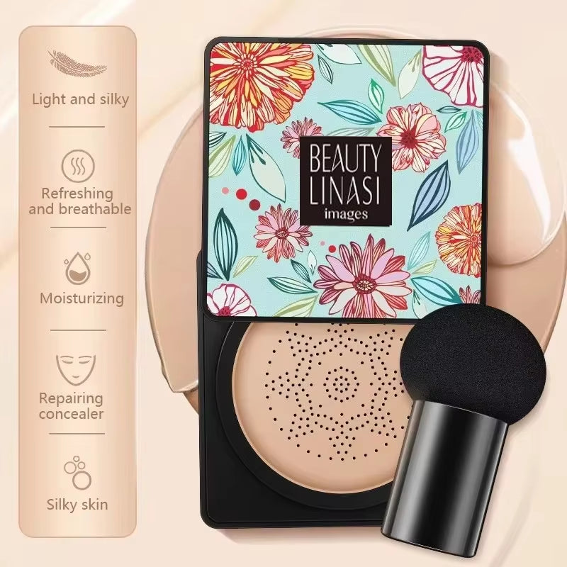 Mushroom Head Air Cushion, CC Cream Natural Moisturizing Foundation Concealer Whitening Oil-Control Makeup Cosmetics BB Cream
