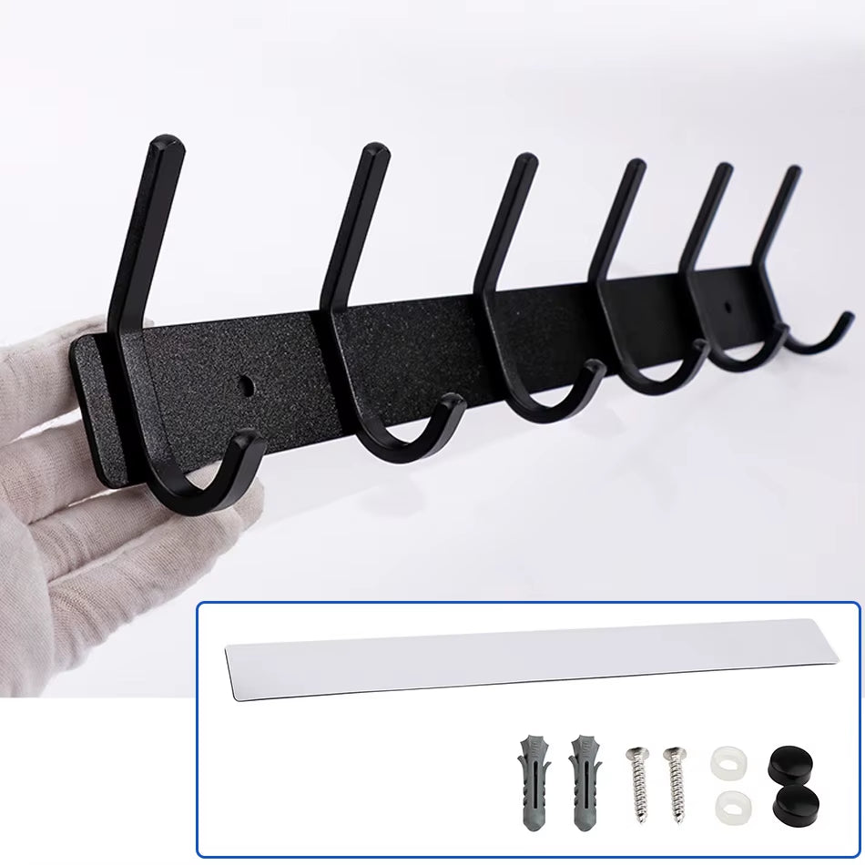 Rose Gold Bathroon Hook 3 4 5 6 Adhesive Aluminum Lavatory Kitchen Key Coat Robe Towel Holder Door Wall Hooks Black Storage Hang