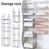 Foldable Hanging Closet Organisers Pajamas Coats Sweaters Sturdy Durable Towels Layered Storage Basket , 2/3/4/5 Tier