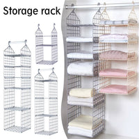 Foldable Hanging Closet Organisers Pajamas Coats Sweaters Sturdy Durable Towels Layered Storage Basket , 2/3/4/5 Tier