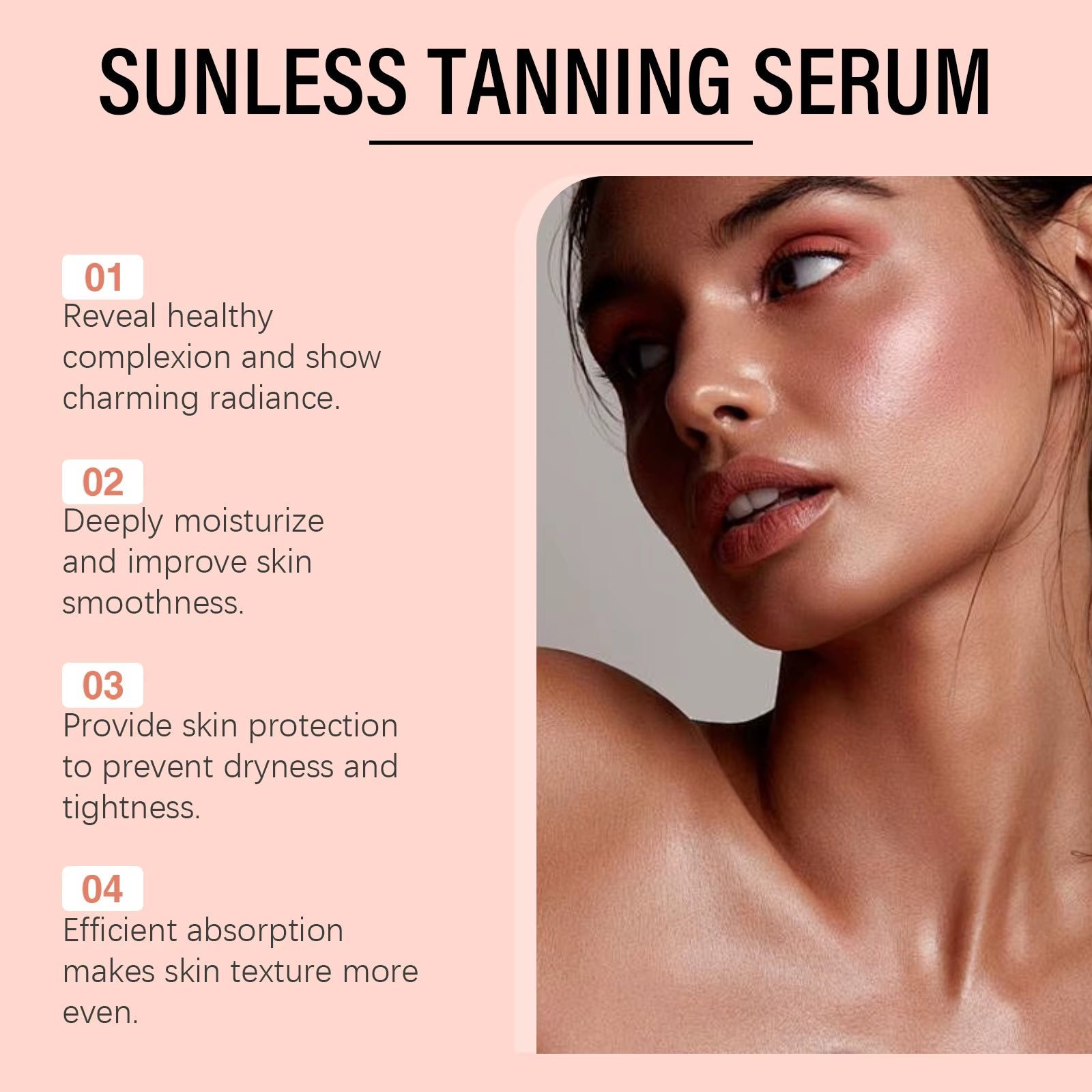 Herbal Sunless Tanning Lotion Serum Promote Melanin Production Natural Bronzer Darker against Sunburn Self Tanner Drops Liquid