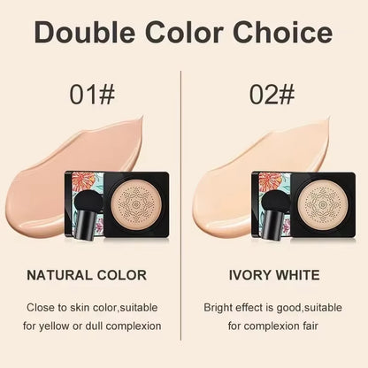 Mushroom Head Air Cushion, CC Cream Natural Moisturizing Foundation Concealer Whitening Oil-Control Makeup Cosmetics BB Cream