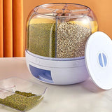 6KG Rotatable 360 Degree Rice Dispenser Sealed Dry Grain Bucket Dispenser Moisture-Proof Kitchen Food Container Storage Box