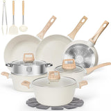 SODAY 12Pcs Pots and Pans Set Non Stick Kitchen Cookware Sets Induction Cookware Nonstick Granite Cooking Set with Frying Pans, Saucepans, Steamer,Dealsforyoudays