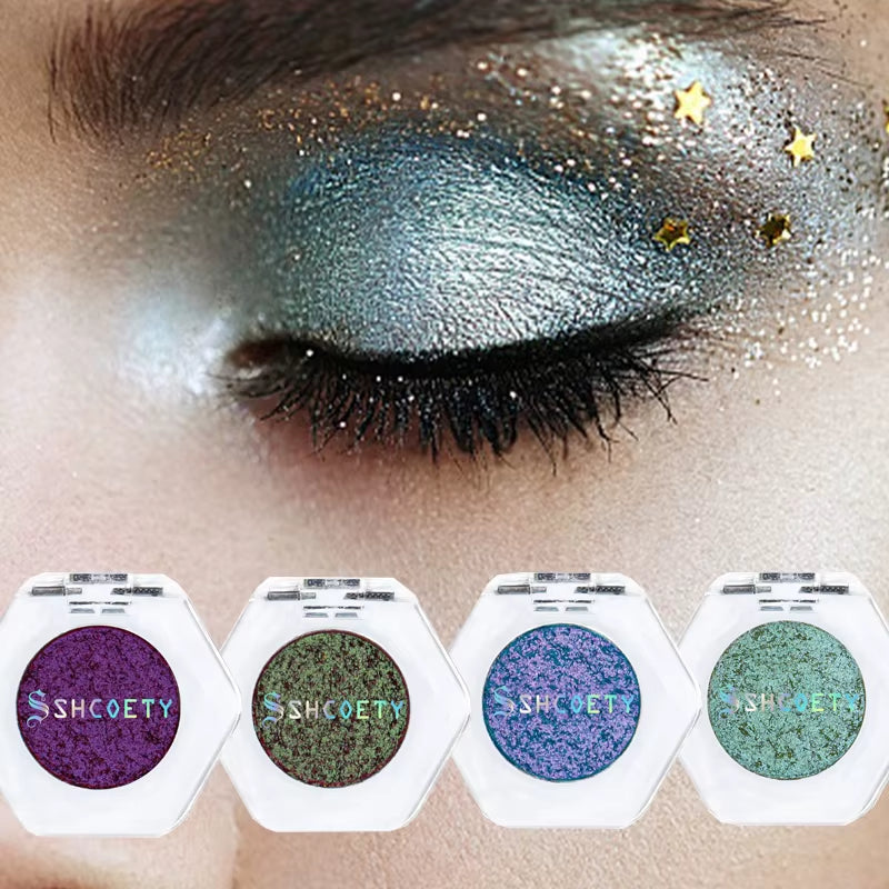 12 Colors Chameleon Glitter Eyeshadow Long Lasting Pearlescent Glitter Shimmer Eye Shadow Colorful Eye Makeup Tint Cosmetics