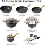 SODAY 12Pcs Pots and Pans Set Non Stick Kitchen Cookware Sets Induction Cookware Nonstick Granite Cooking Set with Frying Pans, Saucepans, Steamer,Dealsforyoudays