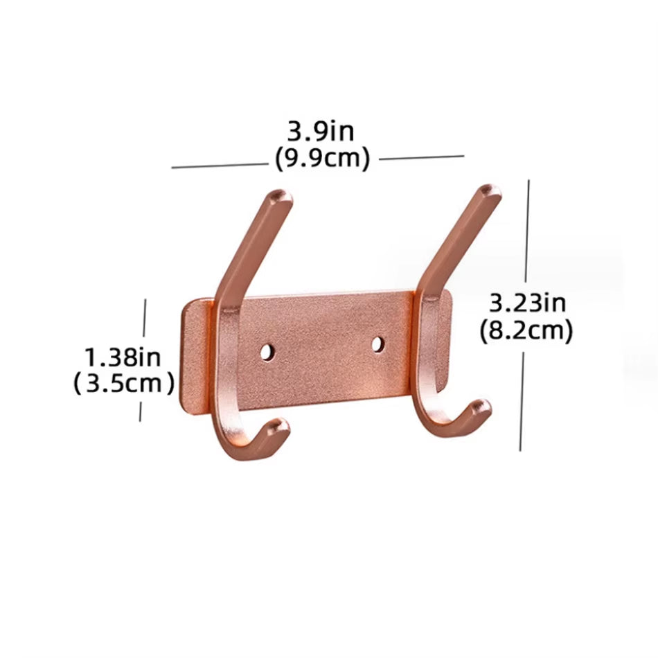 Rose Gold Bathroon Hook 3 4 5 6 Adhesive Aluminum Lavatory Kitchen Key Coat Robe Towel Holder Door Wall Hooks Black Storage Hang