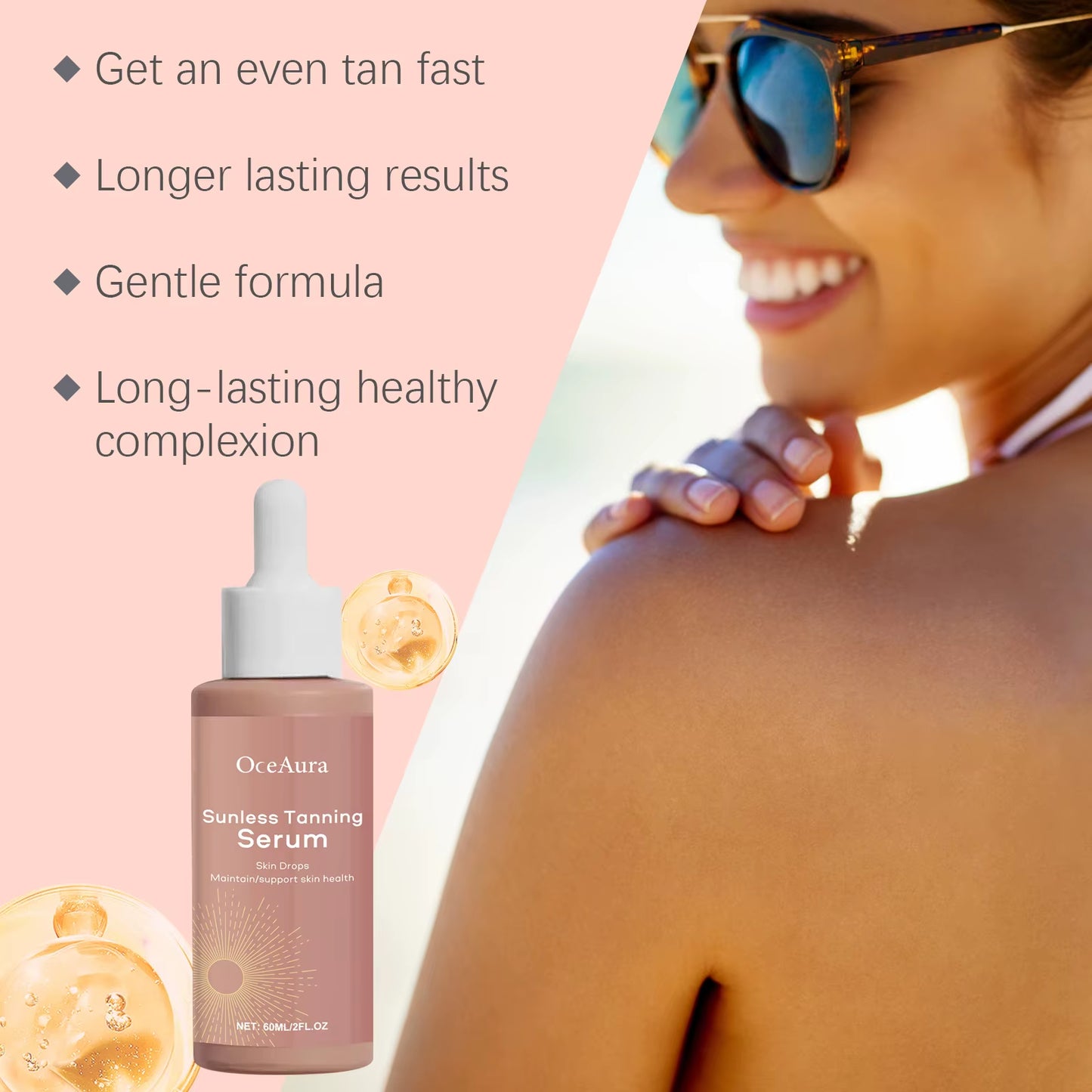 Herbal Sunless Tanning Lotion Serum Promote Melanin Production Natural Bronzer Darker against Sunburn Self Tanner Drops Liquid