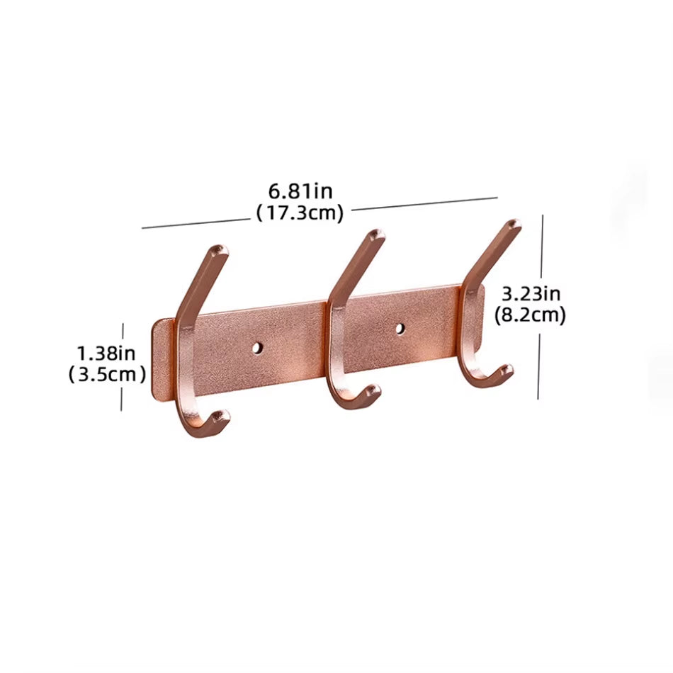 Rose Gold Bathroon Hook 3 4 5 6 Adhesive Aluminum Lavatory Kitchen Key Coat Robe Towel Holder Door Wall Hooks Black Storage Hang