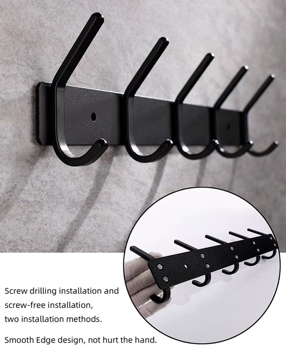 Rose Gold Bathroon Hook 3 4 5 6 Adhesive Aluminum Lavatory Kitchen Key Coat Robe Towel Holder Door Wall Hooks Black Storage Hang