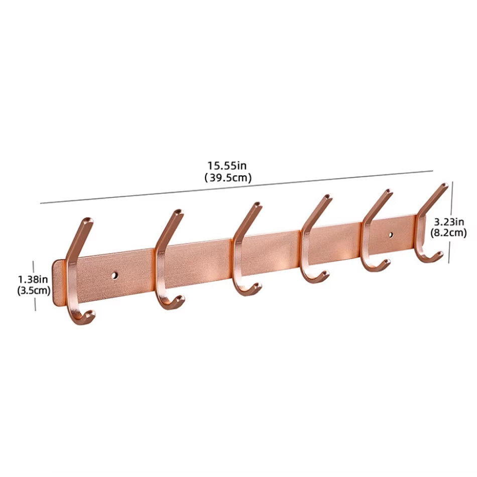 Rose Gold Bathroon Hook 3 4 5 6 Adhesive Aluminum Lavatory Kitchen Key Coat Robe Towel Holder Door Wall Hooks Black Storage Hang