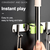 Broom Hook Holder Wall Mount Mop Organizer Holder Stainless Steel Storage Hook Kitchen Bathroom Organization Accessories