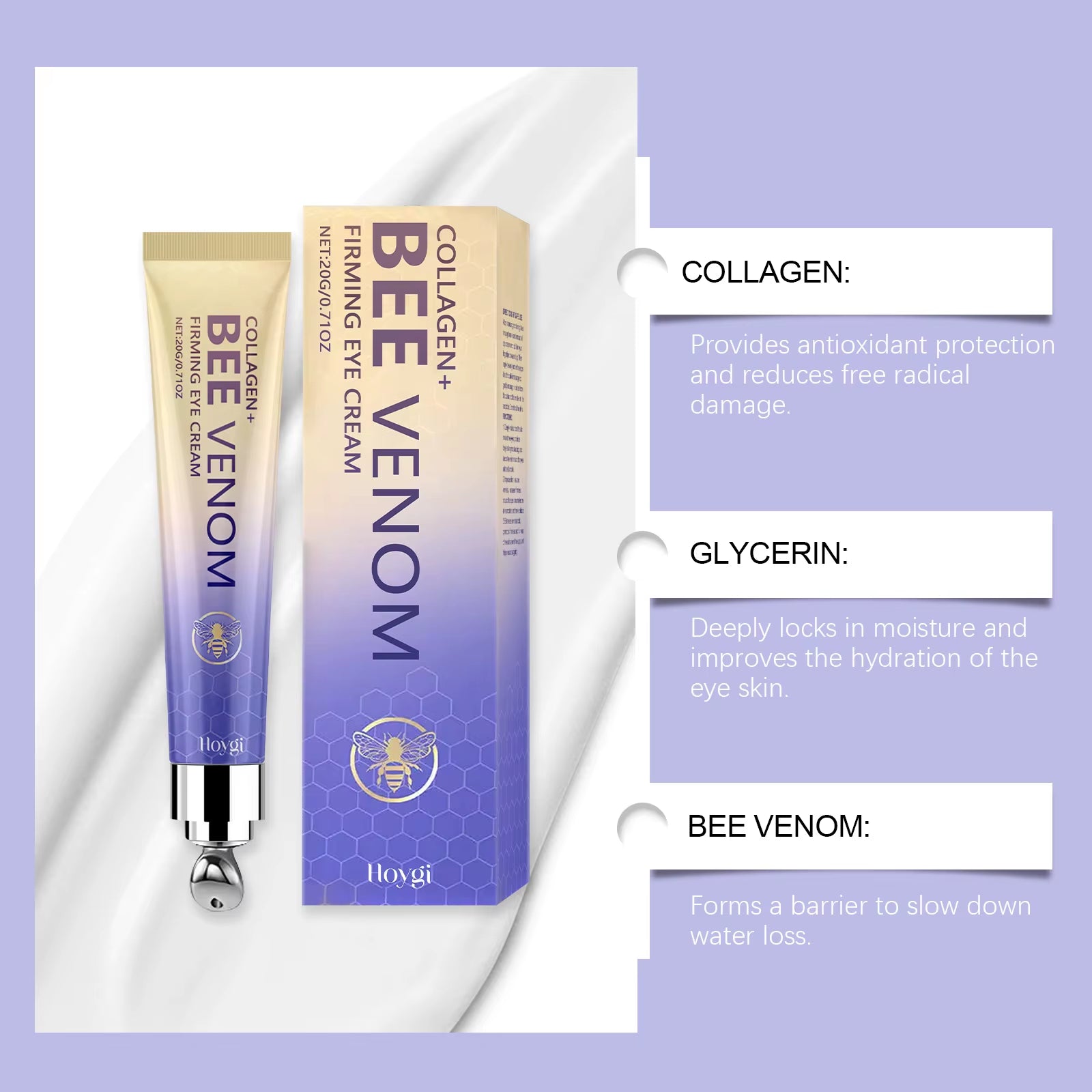 Effective Moisturizing for the Eye Area, Daily Care, Radiant Skin, and Application of Bee Venom Eye Cream
