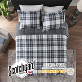 Essentials Parkston Plaid Comforter, Matching Sham, 3M Scotchguard Stain Release Cover, Hypoallergenic All Season Bedding-Set, Full/Queen, Black, 3 Piece