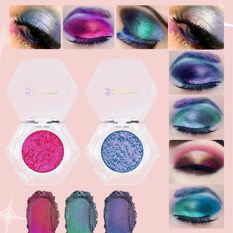 12 Colors Chameleon Glitter Eyeshadow Long Lasting Pearlescent Glitter Shimmer Eye Shadow Colorful Eye Makeup Tint Cosmetics