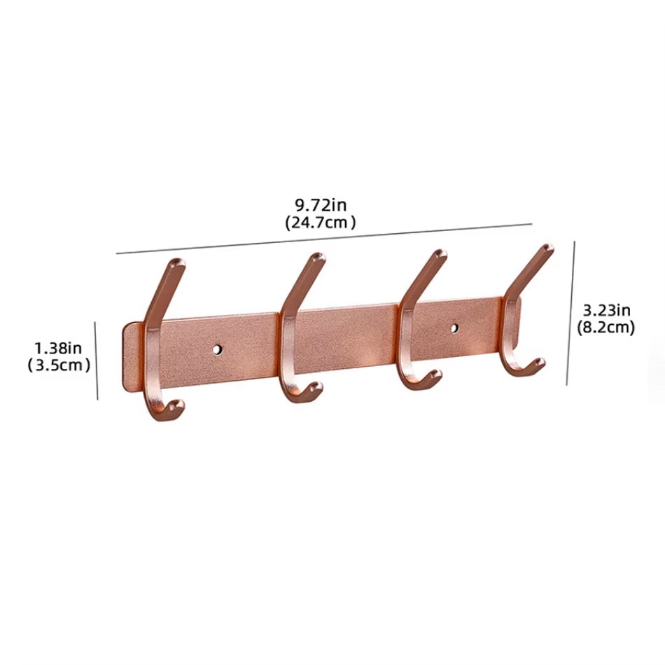 Rose Gold Bathroon Hook 3 4 5 6 Adhesive Aluminum Lavatory Kitchen Key Coat Robe Towel Holder Door Wall Hooks Black Storage Hang