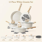 SODAY 12Pcs Pots and Pans Set Non Stick Kitchen Cookware Sets Induction Cookware Nonstick Granite Cooking Set with Frying Pans, Saucepans, Steamer,Dealsforyoudays