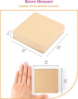 Jewelry Gift Boxes, 3.5X3.5X1 Inch 20 Pcs Matte Small Gift Box with Lids, Small Cardboard Jewelry Boxes with Cotton Filled and Lids, Jewelrybox Bulk for Festive Day Brown