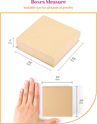 Jewelry Gift Boxes, 3.5X3.5X1 Inch 20 Pcs Matte Small Gift Box with Lids, Small Cardboard Jewelry Boxes with Cotton Filled and Lids, Jewelrybox Bulk for Festive Day Brown