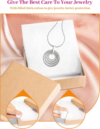 Jewelry Gift Boxes, 3.5X3.5X1 Inch 20 Pcs Matte Small Gift Box with Lids, Small Cardboard Jewelry Boxes with Cotton Filled and Lids, Jewelrybox Bulk for Festive Day Brown
