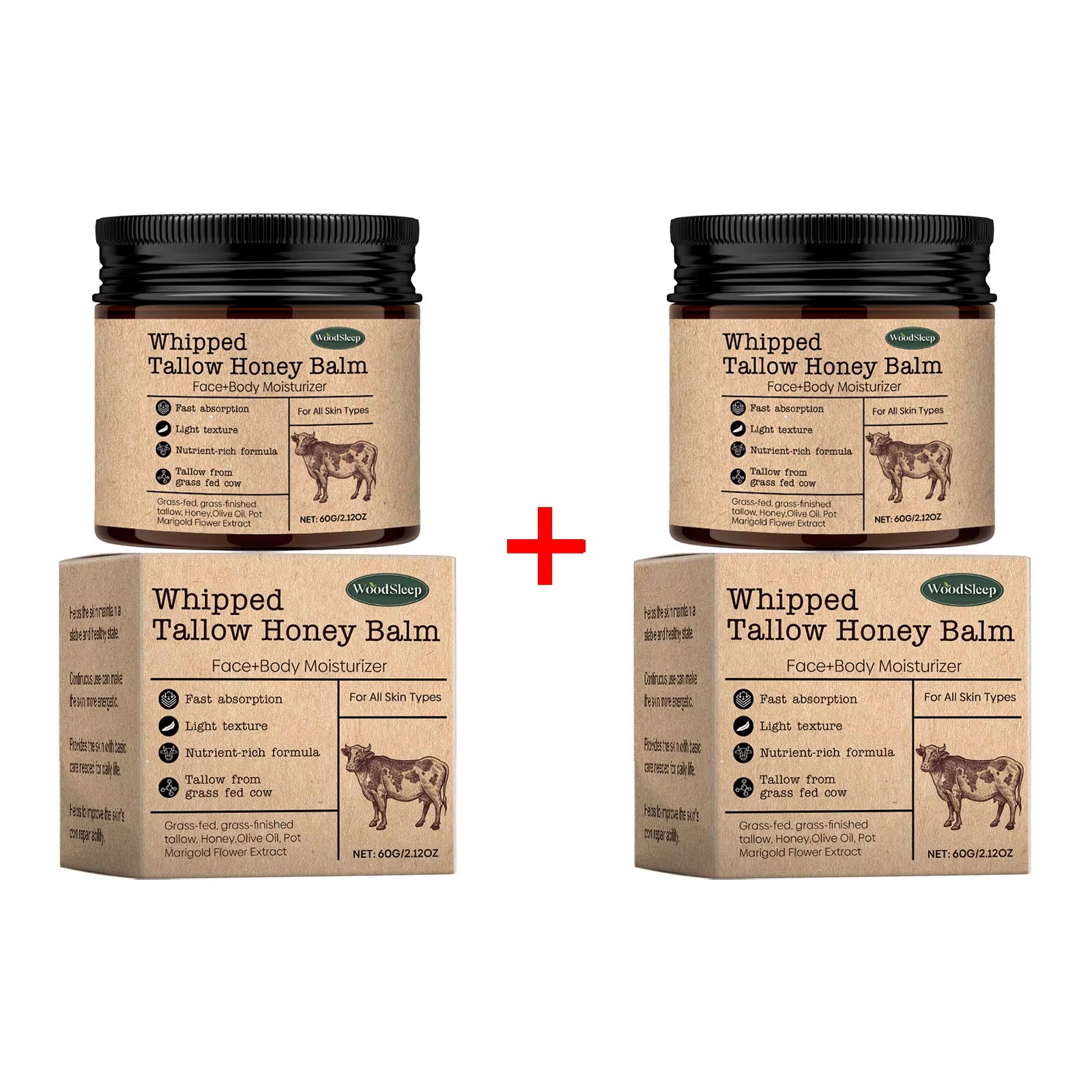 Whipped Beef Tallow Honey Balm Skin Rejuvenating Lightening Dark Skin Improve Rough Dryness Non Greasy Body Moisturizer Cream