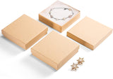 Jewelry Gift Boxes, 3.5X3.5X1 Inch 20 Pcs Matte Small Gift Box with Lids, Small Cardboard Jewelry Boxes with Cotton Filled and Lids, Jewelrybox Bulk for Festive Day Brown
