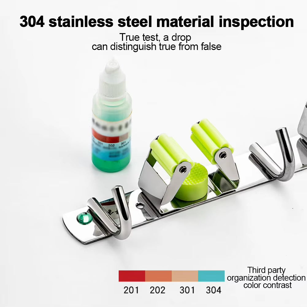 Broom Hook Holder Wall Mount Mop Organizer Holder Stainless Steel Storage Hook Kitchen Bathroom Organization Accessories