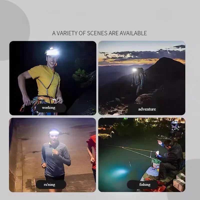 Strong Bald Head Light, Long Endurance Sensing LED, Outdoor Fishing Specific Charging, Super Bright Head Mounted Waterproof Head