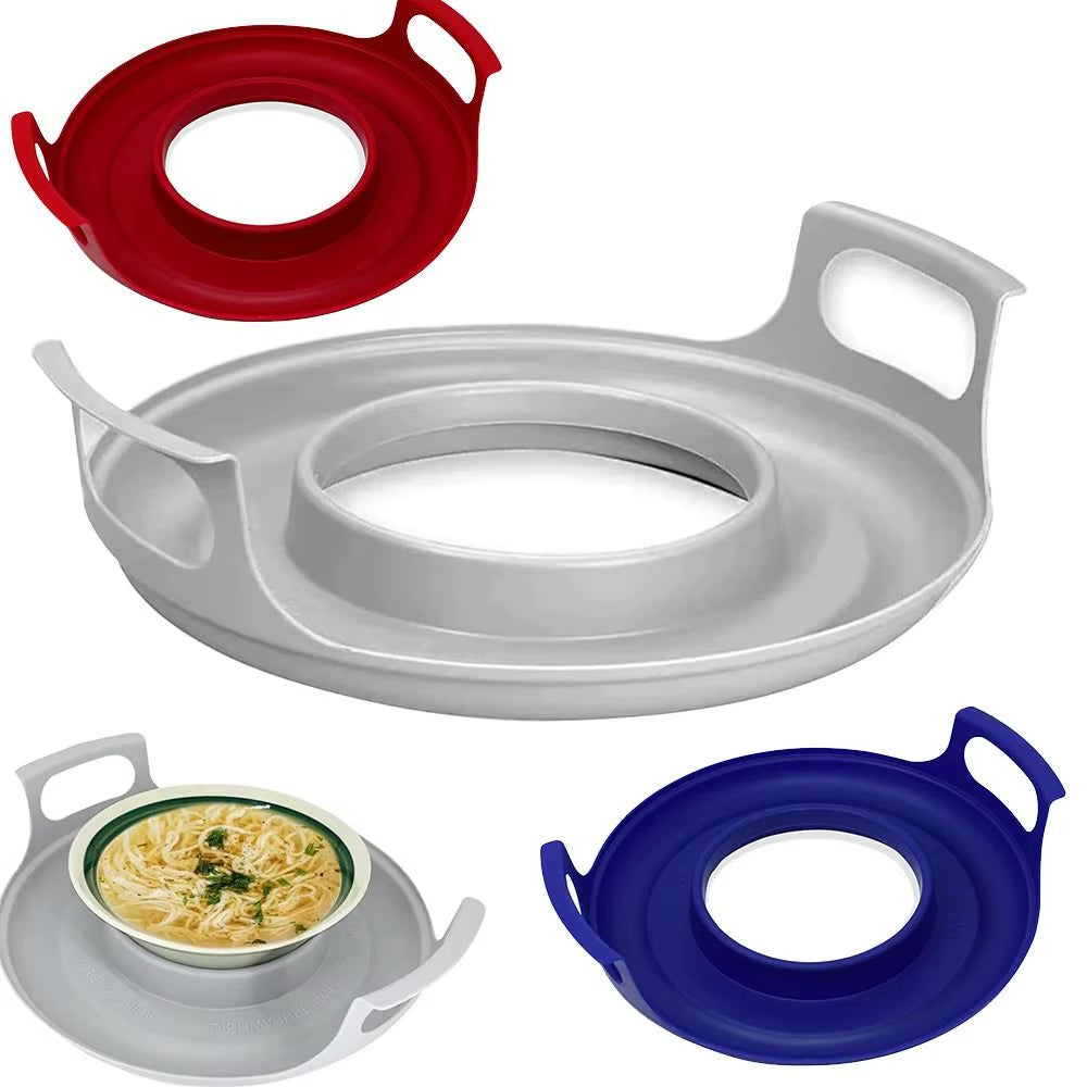 Easy to Clean Microwave Plate Tray Durable PP Anti-Deformed Steam Holder for Bowls, Kitchen Plate Microwave Plates Holder