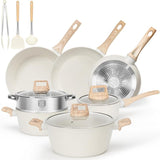 SODAY 12Pcs Pots and Pans Set Non Stick Kitchen Cookware Sets Induction Cookware Nonstick Granite Cooking Set with Frying Pans, Saucepans, Steamer,Dealsforyoudays
