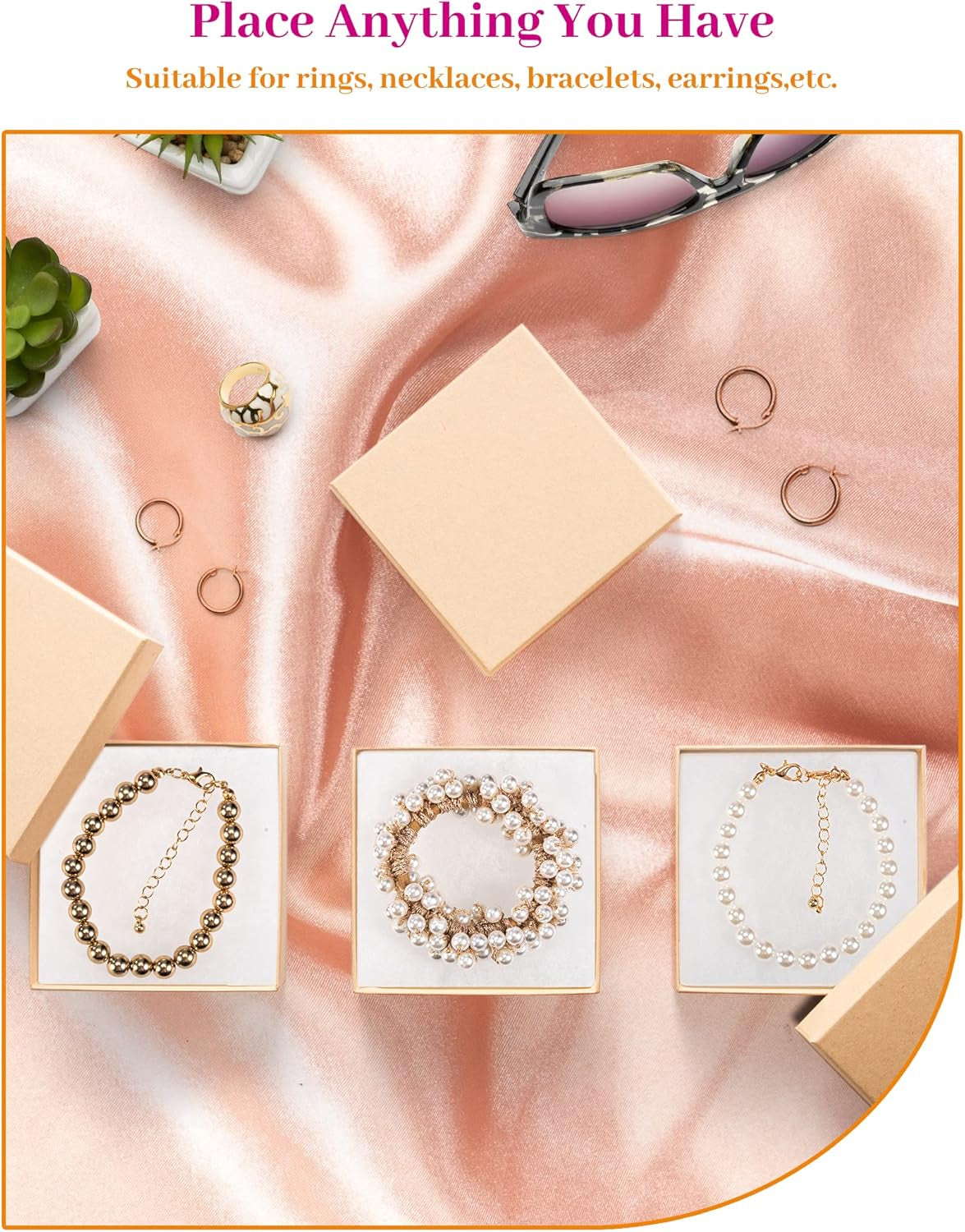 Jewelry Gift Boxes, 3.5X3.5X1 Inch 20 Pcs Matte Small Gift Box with Lids, Small Cardboard Jewelry Boxes with Cotton Filled and Lids, Jewelrybox Bulk for Festive Day Brown
