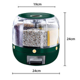 6KG Rotatable 360 Degree Rice Dispenser Sealed Dry Grain Bucket Dispenser Moisture-Proof Kitchen Food Container Storage Box