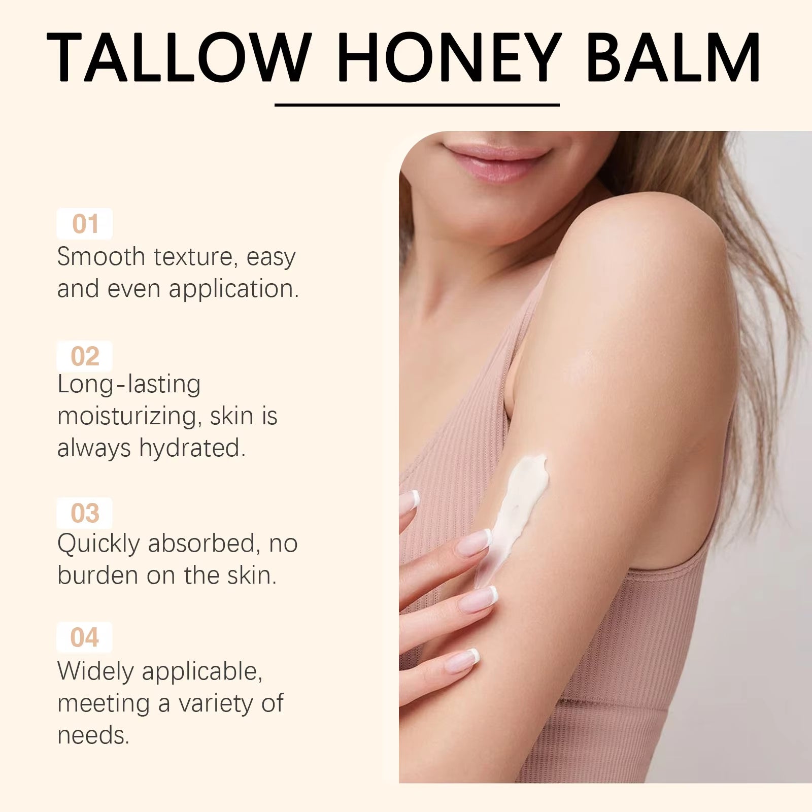 Whipped Beef Tallow Honey Balm Skin Rejuvenating Lightening Dark Skin Improve Rough Dryness Non Greasy Body Moisturizer Cream