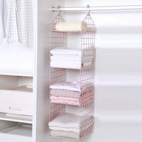 Foldable Hanging Closet Organisers Pajamas Coats Sweaters Sturdy Durable Towels Layered Storage Basket , 2/3/4/5 Tier