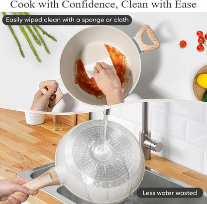 SODAY 12Pcs Pots and Pans Set Non Stick Kitchen Cookware Sets Induction Cookware Nonstick Granite Cooking Set with Frying Pans, Saucepans, Steamer,Dealsforyoudays