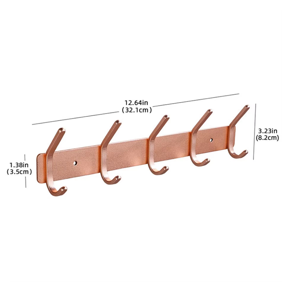 Rose Gold Bathroon Hook 3 4 5 6 Adhesive Aluminum Lavatory Kitchen Key Coat Robe Towel Holder Door Wall Hooks Black Storage Hang