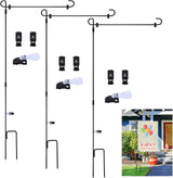 3 Pack Metal Flag Poles with Flag Stopper and Anti-Wind Clip for Outdoor Decorative Lawn Yard Flags