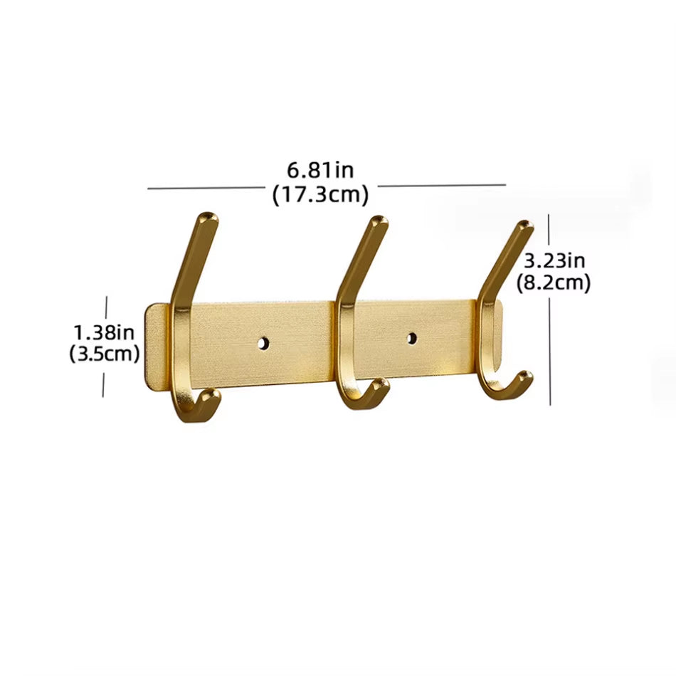 Rose Gold Bathroon Hook 3 4 5 6 Adhesive Aluminum Lavatory Kitchen Key Coat Robe Towel Holder Door Wall Hooks Black Storage Hang