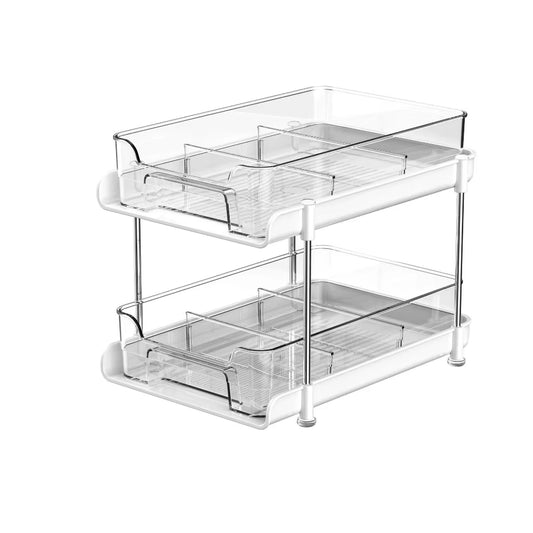 New 2 Tier/3 Tier Bathroom Storage Rack Pull Out Movable Counter Organizer Rack Acrylic Multifunctional Clear under Sink Basket