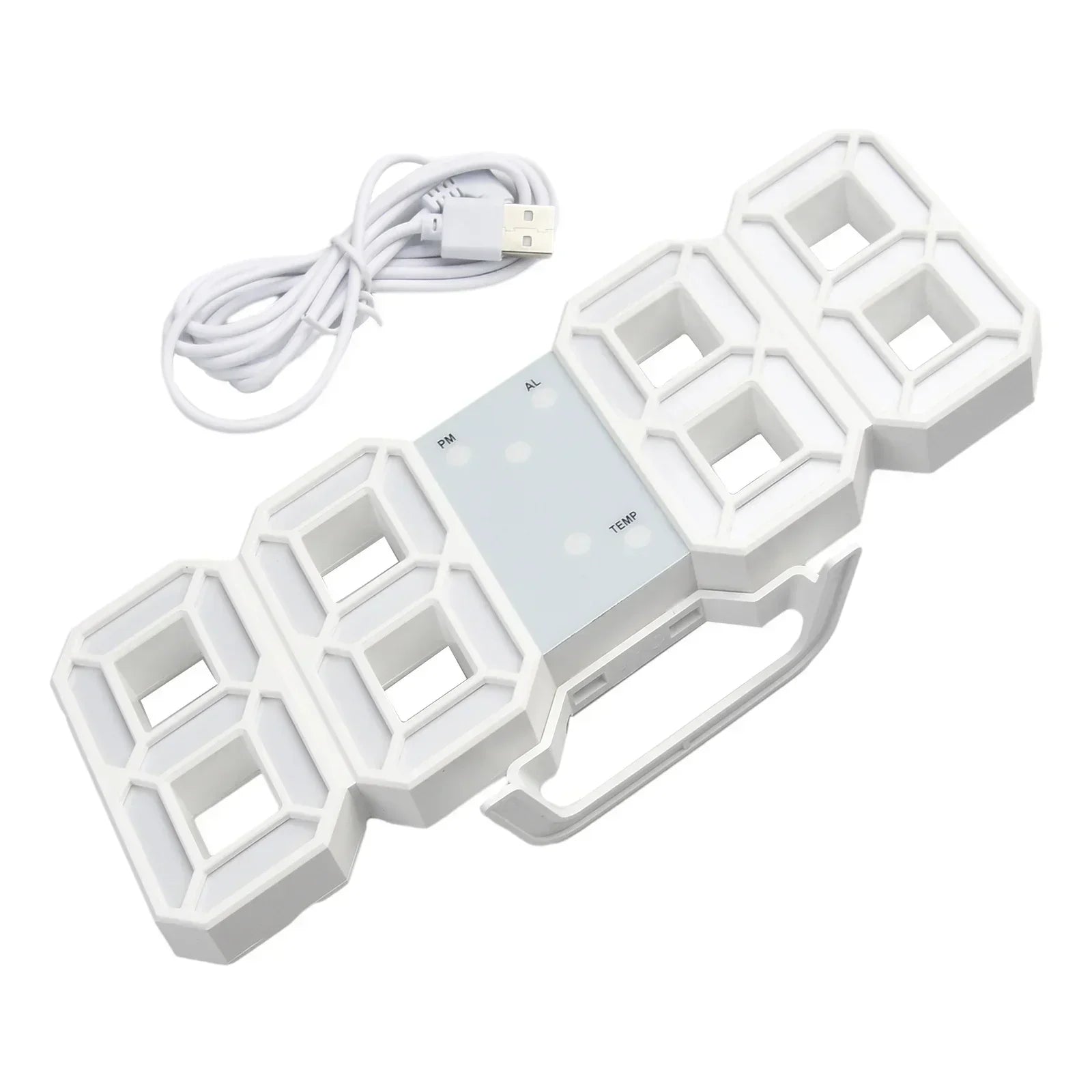 LED Wall Clock 23.5*9.3*1.8Cm Oversize 3D Modern Digital 24/12 Hour Display Timer Alarm Home USB Brightness Adjustable