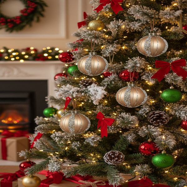 4PCS Set Christmas Glass Ball Ornaments Holiday Tree Hanging Decorations Party Decor Supplies FBA Shipment